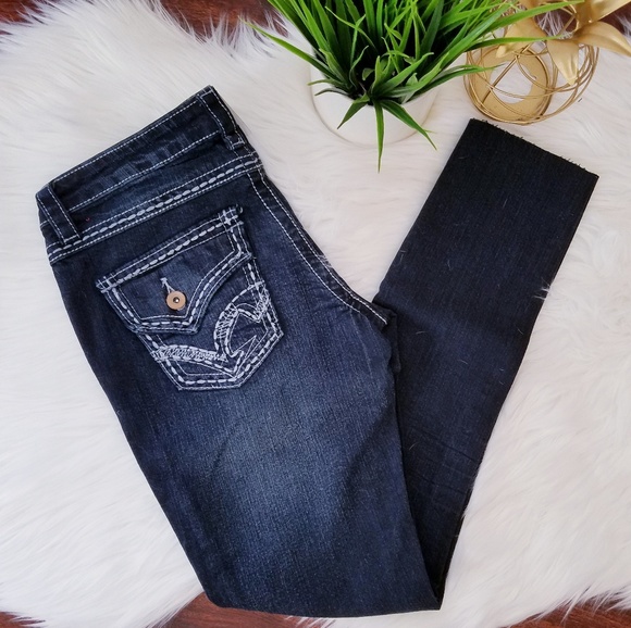 Royal Blue Denim - Super skinny dark wash jeans